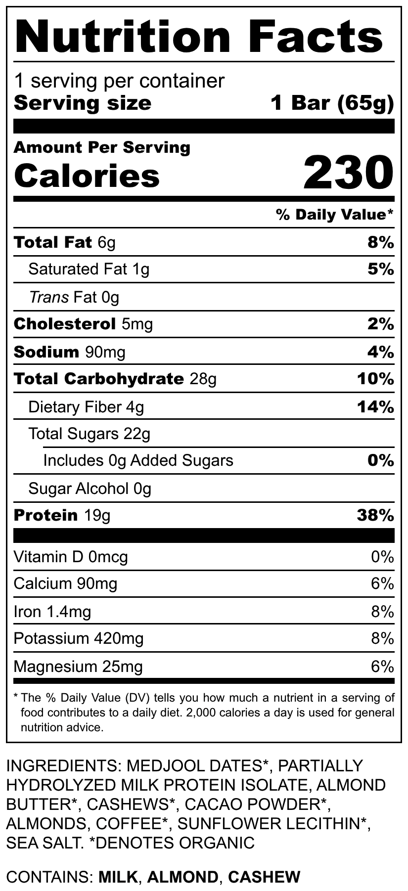 Nutritional Information for Mocha Refuel Protein Bars - 8 Pack